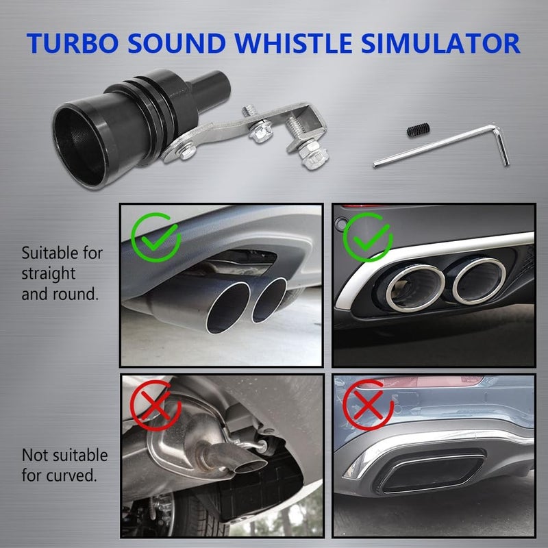 Tecledsn 2Pcs Car Turbo Whistle, Turbo Sound Whistle Exhaust Muffler, XL Size Aluminum Alloy Universal Turbo Sound Exhaust Muffler Pipe Whistle Car Roar Maker (Black) - Image 3